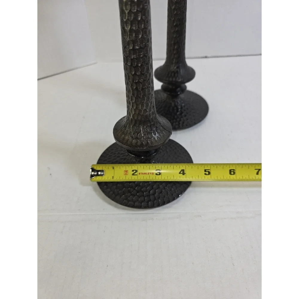 Target Set Of 2 Hammered Textured Dark Pillar Tapered Rustic Candle Holders 11